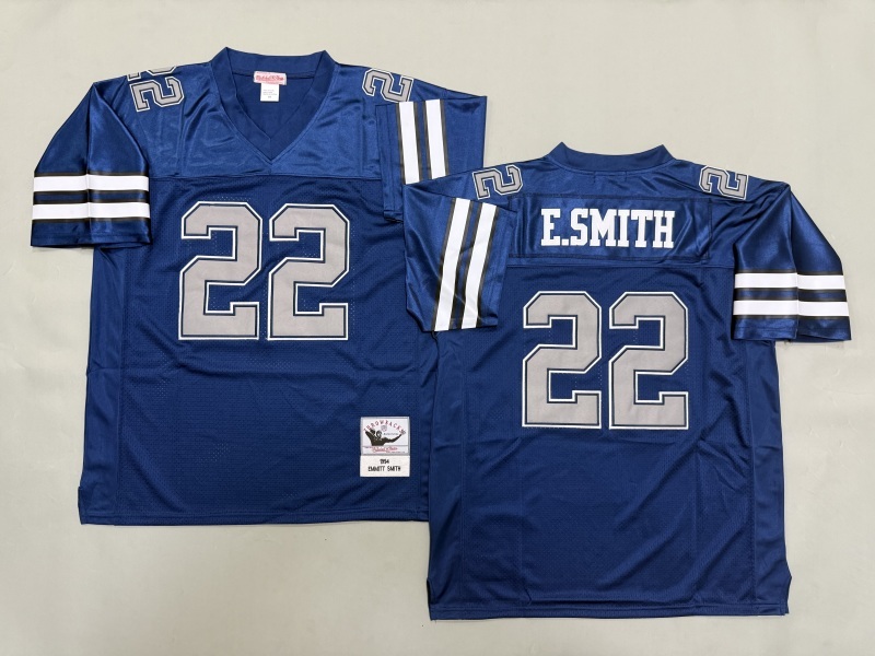 Men 2025 Nike Dallas Cowboys #22 E.Smith Blue Throwback Limited NFL Jersey 004